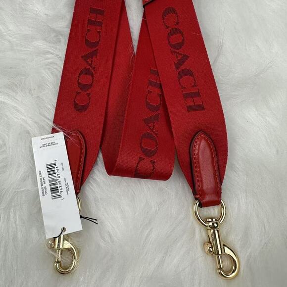 Coach Webbing Strap with Logo Crossbody Bag/Purse CR460 Gold/Bold Red NWT - Picture 2 of 5
